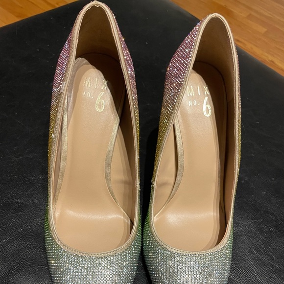 Danyah Pump Embellish Rhinestone Crystal Colorblock Rainbow Neon Clear Stilettos - Picture 9 of 15